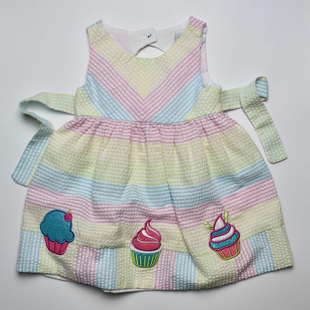 Emily Rose | Seersucker girls 2T glitter cupcakes dress